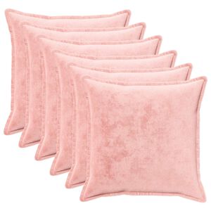 vidaXL Poszewka na poduszkę 6 pcs HOUTEN r&oacute;żowy 70 x 70 cm Flanela