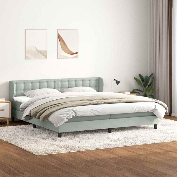 vidaXL Ł&oacute;żko typu Box Spring z materacami Jasnoszary 180x210 cm