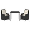 vidaXL Zestaw do jadalni w ogrodzie 3 pcs Czarny polirattan