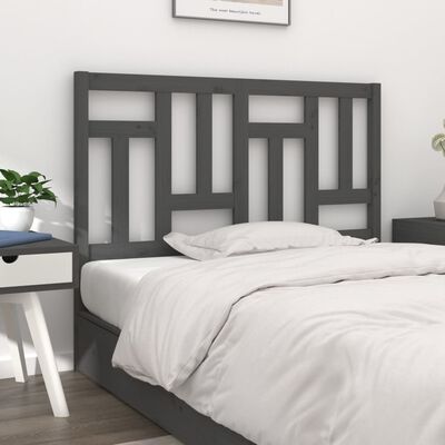 vidaXL Wezgłowie łóżka, szare, 165,5x4x100 cm, lite drewno sosnowe