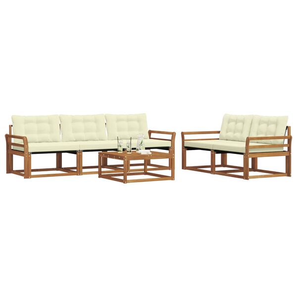 vidaXL Zestaw sof na zewnątrz z poduszką 6 pcs Naturalny i Kremowy