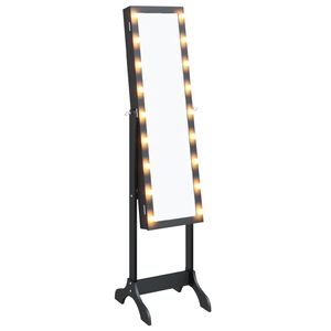 vidaXL Lustro stojące z LED, czarne, 34x37x146 cm