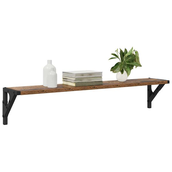 vidaXL P&oacute;łki ścienne z p&oacute;łką 2 pcs Stare drewno 80 x 15 x 15,5 cm