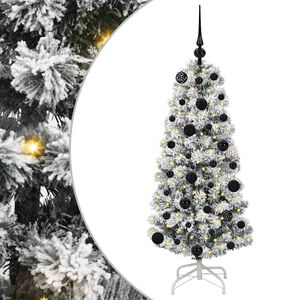 vidaXL Sztuczna choinka z zawiasami 150 LED Zielony i Biały 120 cm
