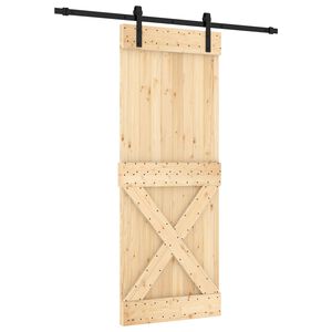 vidaXL Drzwi przesuwne 80 x 210 cm Lite Drewno Sosnowe (Nieobrobione)