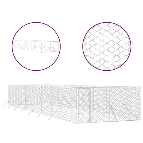 vidaXL Kojec zewnętrzny dla psa, srebrny, 4x16x2 m, stal galwanizowana