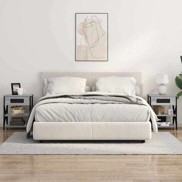 vidaXL Szafka Nocna z p&oacute;łką Szary Sonoma 41 x 31 x 51 cm