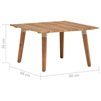 vidaXL Ogrodowy stolik kawowy, 60x60x36 cm, lite drewno akacjowe