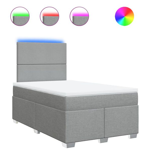 vidaXL Ł&oacute;żko kontynentalne z materacem, jasnoszare, 120x190 cm tkanina