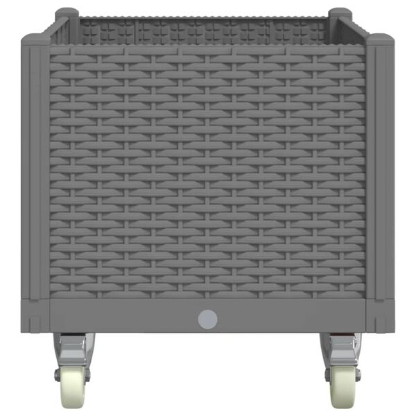 vidaXL Donica ogrodowa na k&oacute;łkach, jasnoszara, 80x50x54 cm, PP