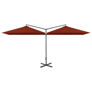 vidaXL Podw&oacute;jny parasol ogrodowy, stalowy słupek, terakota, 600x300 cm