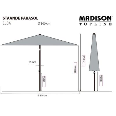 Madison Parasol ogrodowy Elba, 300 cm, szary