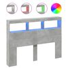 vidaXL Zagł&oacute;wek z p&oacute;łkami i LED, szarość betonu, 140x17x102 cm