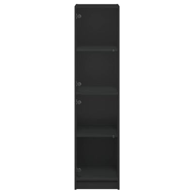 vidaXL Szafka ze szklanymi drzwiami, czarna, 35x37x142 cm