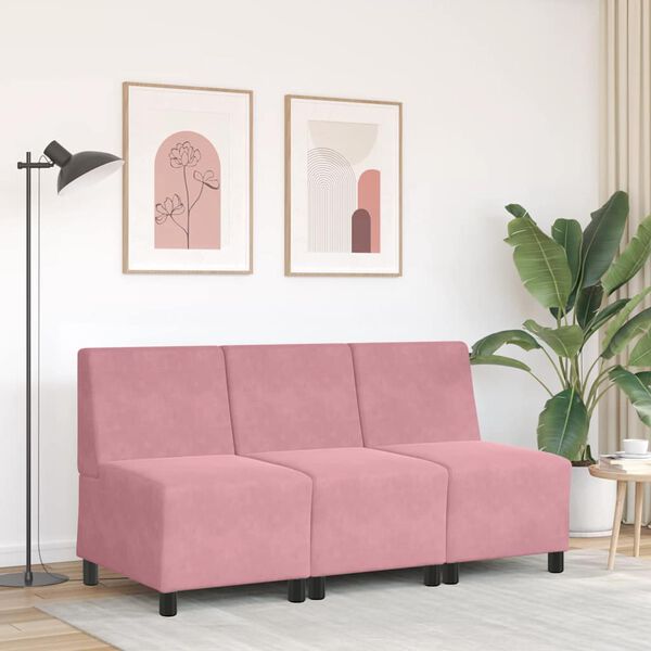 vidaXL Modułowa sofa bez podłokietnik&oacute;w, r&oacute;żowa, 55 cm, aksamitna
