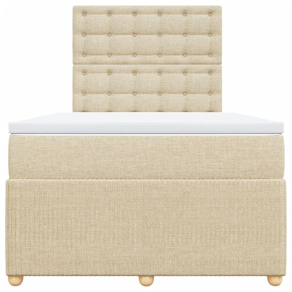 vidaXL Ł&oacute;żko kontynentalne z materacem, kremowe, tkanina, 120x200 cm