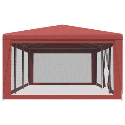 vidaXL Namiot imprezowy z 8 ścianami z siatki, czerwony, 9x4 m, HDPE