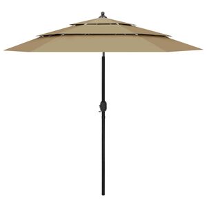 vidaXL 3-poziomowy parasol na aluminiowym słupku, taupe, 2,5 m