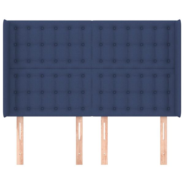 vidaXL Zagł&oacute;wek uszak, niebieski, 147x16x118/128 cm, tkanina