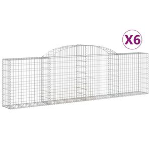 vidaXL Kosze gabionowe, 6 szt., 300x30x80/100 cm, galwanizowane żelazo