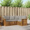 vidaXL Zestawy sof 4 pcs Naturalny i Jasny Szary Lite Drewno Akacji