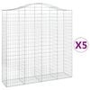 vidaXL Kosze gabionowe, 5 szt, 200x50x200/220 cm, galwanizowane żelazo