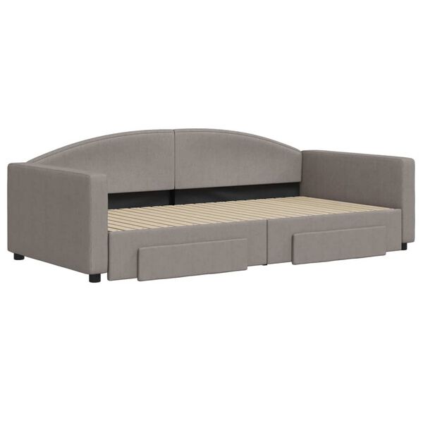 vidaXL Sofa rozsuwana z szufladami, taupe, 100x200 cm, tkanina