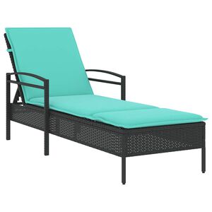 vidaXL Leżak z poduszką czarny 63x200x81 cm polirattan (tylko w USA)