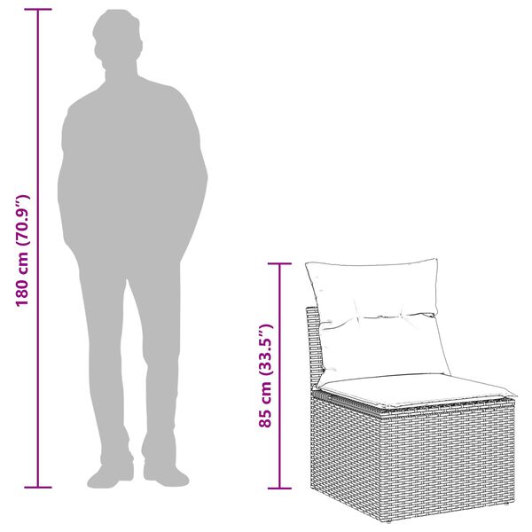 vidaXL Zestaw Sof na Ogród z poduszką 7 pcs Czarny Rattan poli