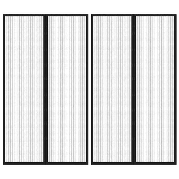 vidaXL Moskitiera na drzwi, 2 szt., z magnesami, czarna, 200x80 cm