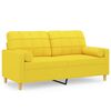 vidaXL 2-osobowa sofa z poduszkami, jasnoż&oacute;łta, 140 cm, tkanina