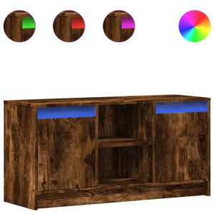 vidaXL Szafka pod TV z LED, przydymiony dąb, 100x34x50 cm