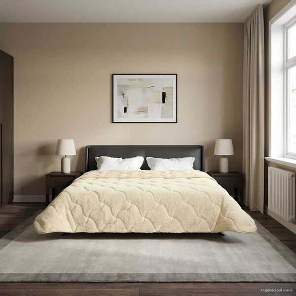 vidaXL Letni Kołdra Kremowy 220 x 240 cm Mikrofibra i Fleece Teddy