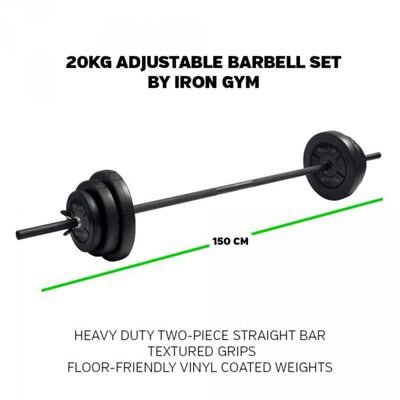 Iron Gym Regulowana sztanga, zestaw, 20 kg, IRG034
