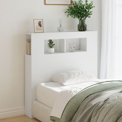 vidaXL Wezgłowie łóżka z LED, białe, 100x18,5x103,5 cm