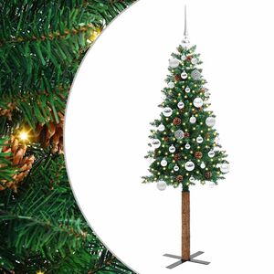 vidaXL Szczupła Choinka Zielony 150 cm PVC i lite drewno sosnowe