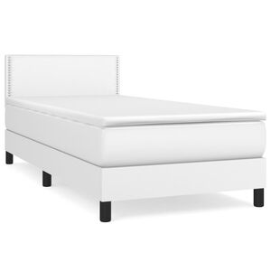 vidaXL Ł&oacute;żko kontynentalne z materacem, białe, ekosk&oacute;ra 100x200 cm