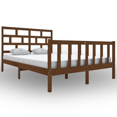 vidaXL Rama łóżka, miodowy brąz, lita sosna, 150x200cm, 5FT, King Size