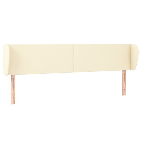 vidaXL Zagł&oacute;wek uszak, kremowy, 203x23x78/88 cm, sztuczna sk&oacute;ra