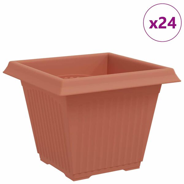 vidaXL Kwadratowa doniczka na kwiaty 24 pcs Czerwony ceglasty