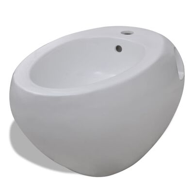 vidaXL Toaleta wisząca z bidetem, biała, ceramiczna
