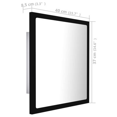 vidaXL Lustro łazienkowe LED, czarne, 40x8,5x37cm, akryl