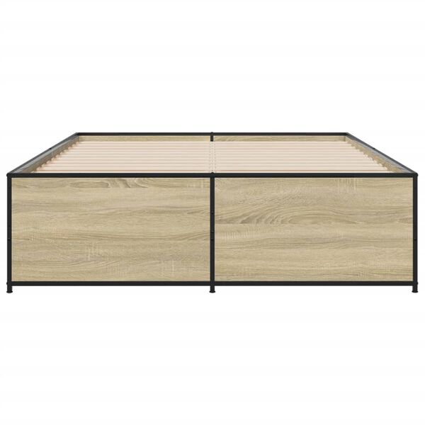 vidaXL Rama łóżka, dąb sonoma, 140x190 cm, materiał drewnopochodny