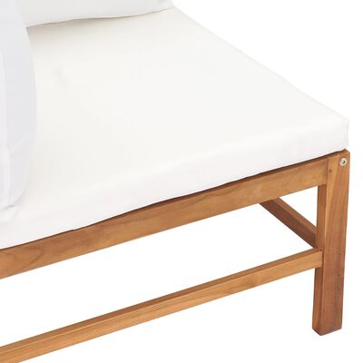vidaXL 2-osobowa ławka ogrodowa z kremowymi poduszkami, drewno tekowe
