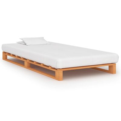 vidaXL Rama łóżka z palet, brązowa, lite drewno sosnowe, 90 x 200 cm