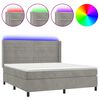 vidaXL Ł&oacute;żko kontynentalne z materacem i LED, szare 160x200cm, aksamit