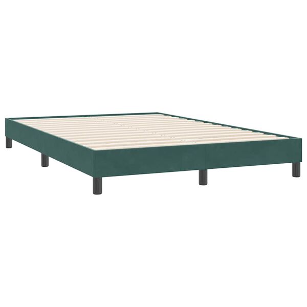 vidaXL Łóżko typu Box Spring bez materaca Ciemnozielone 140x220 cm