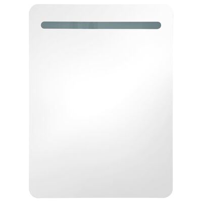 vidaXL Szafka łazienkowa z lustrem i LED, biel z połyskiem 60x11x80 cm