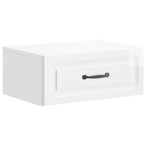 vidaXL Wisząca Szafka Nocna Biały wysoki połysk 49 x 34,5 x 20 cm
