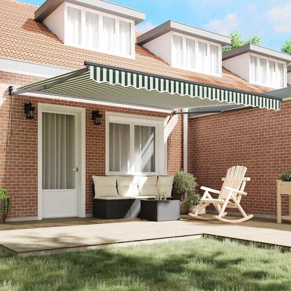 vidaXL Markiza zwijana Zielony i Biały 400 &times; 300 cm